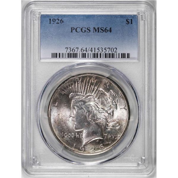 1926 $1 Peace Silver Dollar Coin PCGS MS64