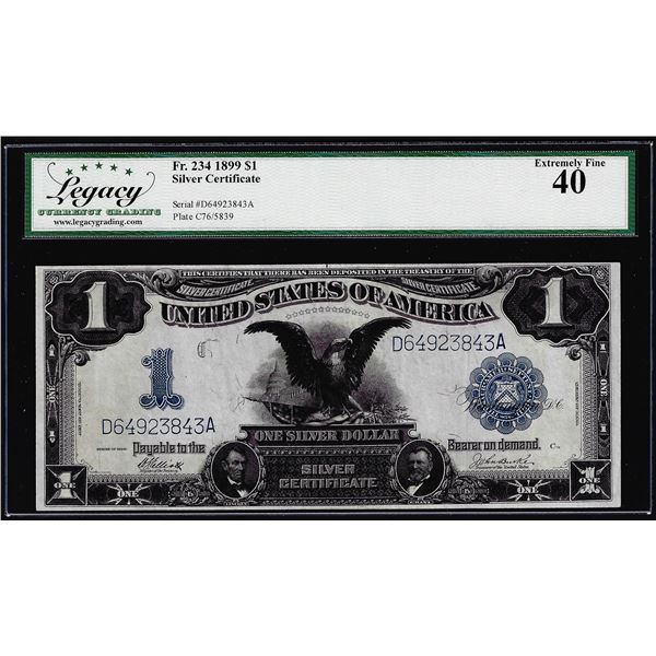 1899 $1 Black Eagle Silver Certificate Note Fr.234 Legacy Extremely Fine 40