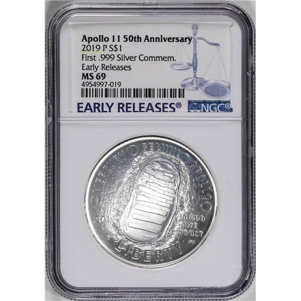 2019-P $1 Apollo 11 Commemorative Silver Dollar Coin NGC MS69 Early Releases