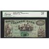Image 1 : 1864 $20 Lowell's College Bank Binghampton, NY Obsolete Note Legacy Very Fine 25