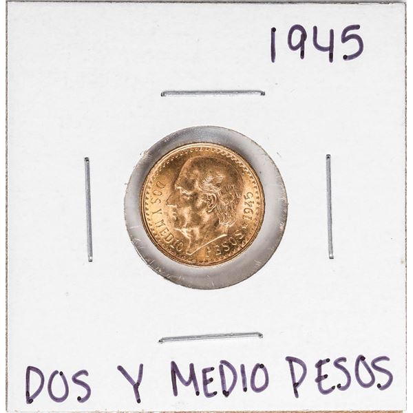 1945 Mexico Dos Y Medio Pesos Gold Coin