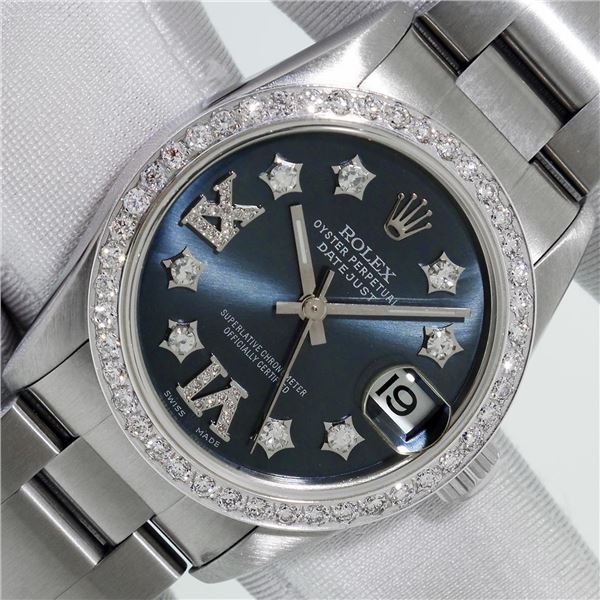 Rolex Midsize Stainless Steel Diamond Datejust Watch