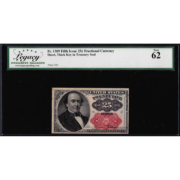 1874 Fifth Issue 25 Cent Fractional Currency Note Fr.1309 Legacy New 62