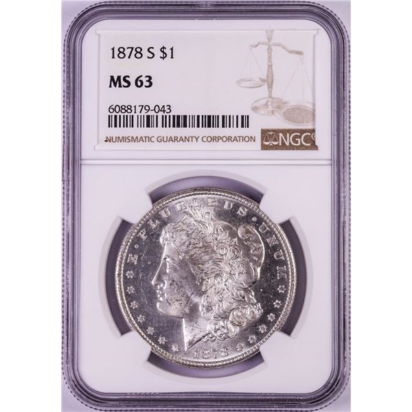 1878-S $1 Morgan Silver Dollar Coin NGC MS63