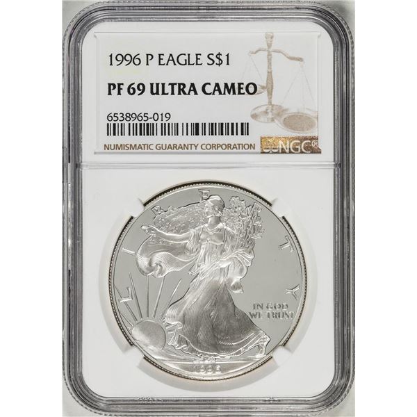1996-P $1 Proof American Silver Eagle Coin NGC PF69 Ultra Cameo