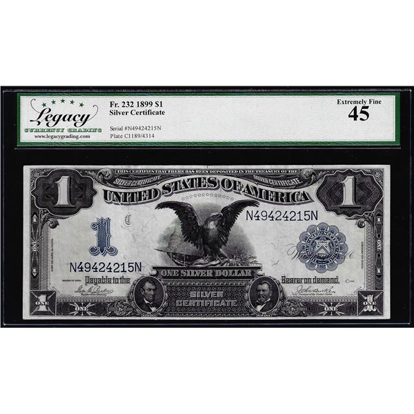 1899 $1 Black Eagle Silver Certificate Note Fr.232 Legacy Extremely Fine 45