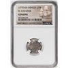 Image 1 : El Cazador Shipwreck (1772-83) Mexico 1/2 Real Silver Coin NGC Genuine w/ Story Card