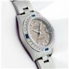 Image 4 : Rolex Ladies Stainless Steel Salmon Arabic Diamond and Sapphire Datejust Wristwatch