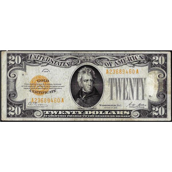 1928 $20 Gold Certificate Note