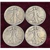 Image 1 : WALKING LIBERTY SILVER HALF DOLLAR - FOUR COINS