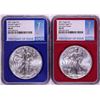 Image 1 : Lot of (2) 2021 Type 1 $1 American Silver Eagle Coins NGC MS69 FDOI Red & Blue Cores