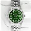 Image 2 : Rolex Men's Stainless Steel Green Diamond Datejust Wristwatch