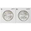 Image 1 : Lot of (2) 1997 $1 American Silver Eagle Coins