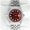 Image 3 : Rolex Men's Stainless Steel Red Diamond Datejust Wristwatch