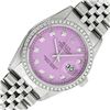 Image 3 : Rolex Men's Stainless Steel Lilac Diamond Datejust Wristwatch