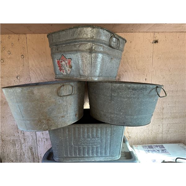 4 Galvinized Tubs