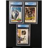 Image 1 : GCG GRADED VINTAGE NHL OPC HOCKEY CARD LOT (MESSIER,BOSSY,SITTLER)