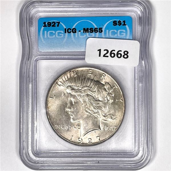 1927 Silver Peace Dollar ICG-MS65