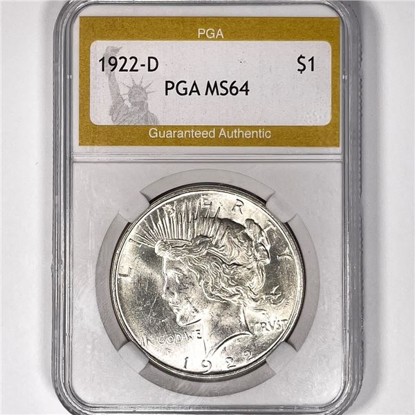 1922-D Silver Peace Dollar PGA-MS64