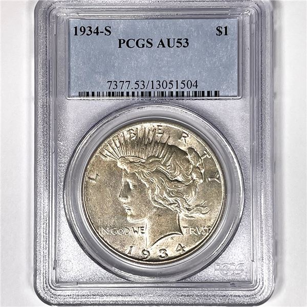 1934-S Silver Peace Dollar PCGS-AU53