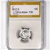 1917-D Mercury Silver Dime PGA-MS64+ FSB