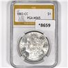 Image 1 : 1883-CC Morgan Silver Dollar PGA-MS65