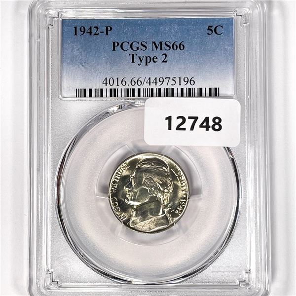 1942-P Jefferson Nickel PCGS-MS66 Type 2