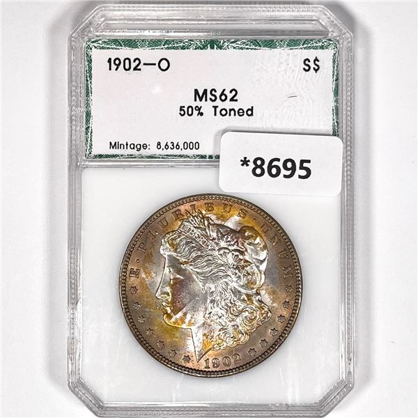 1902-O Morgan Silver Dollar PCI-MS62 50% Toned