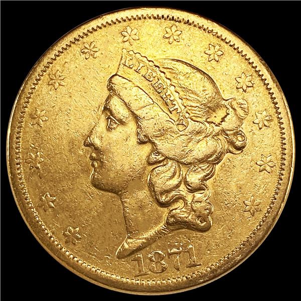 1871-S $20 Gold Double Eagle CLOSELY UNCIRCULATED