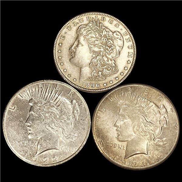 (3) Misc Silver Dollars CLOSELY UNCIRCULATED