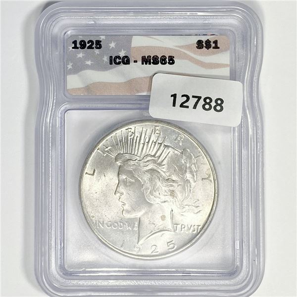 1925 Silver Peace Dollar ICG-MS65