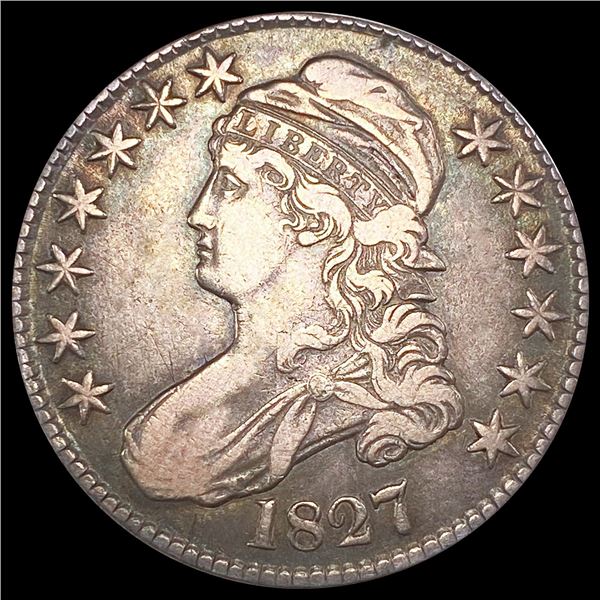 1827 Sq Base 2 Capped Bust Half Dollar ABOUT UNC
