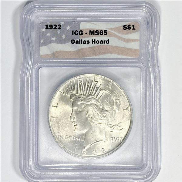 1922 Silver Peace Dollar ICG-MS65