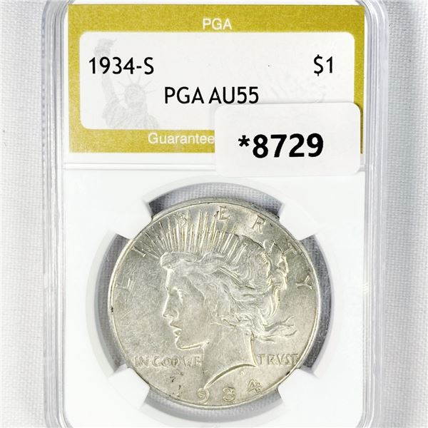 1934-S Silver Peace Dollar PGA-AU55