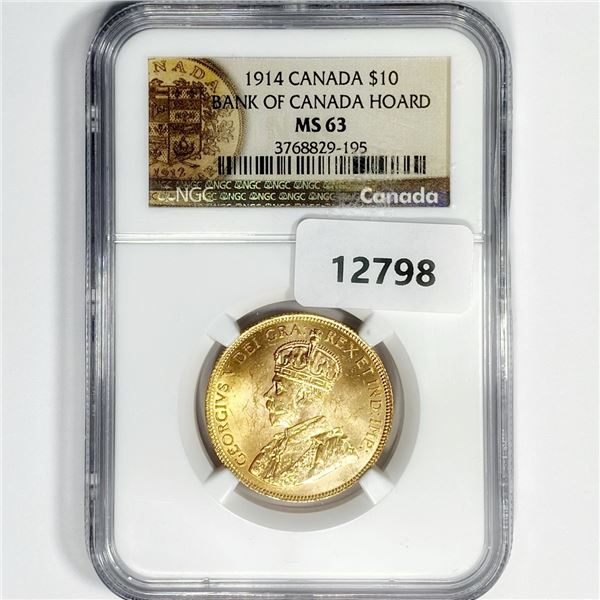 1914 Canada Gold $10 NGC-MS63 Bank of Canada