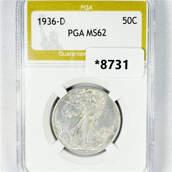 1936-D Walking Liberty Half Dollar PGA-MS62