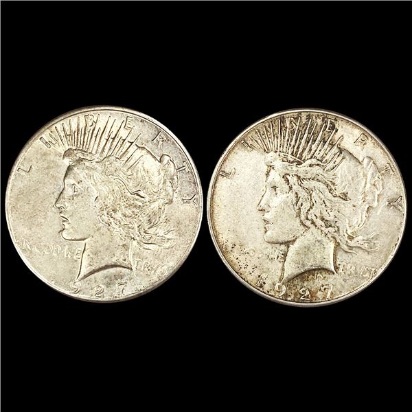 1927-S (2) Peace Dollars ABOUT UNCIRCULATED