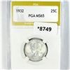 Image 1 : 1932 Washington Silver Quarter PGA-MS65