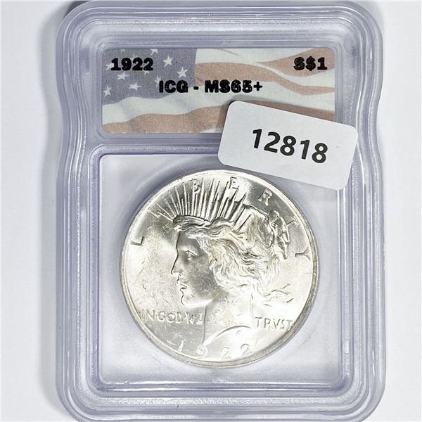 1922 Silver Peace Dollar ICG-MS65+