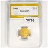 Image 1 : 1909 $2.50 Gold Quarter Eagle PGA-MS65
