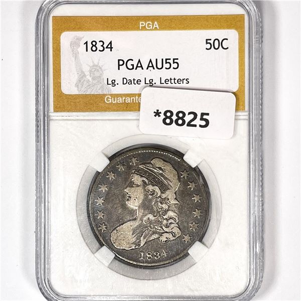 1834 Lg Dt Lg. Let Capped Bust Half Dollar