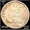 Image 1 : 1867-S Seated Liberty Quarter LIGHTLY CIRCULATED