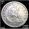 Image 1 : 1867-S Seated Liberty Quarter CHOICE AU