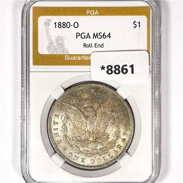 1880-O Roll End Morgan Silver Dollar PGA-MS64