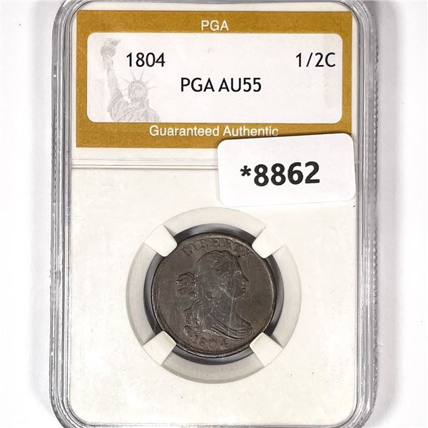 1804 Draped Bust Half Cent PGA-AU55
