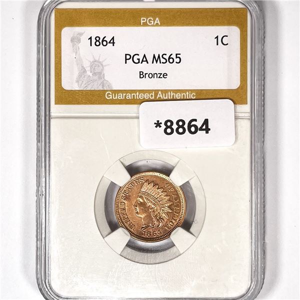 1864 Bronze Indian Head Cent PGA-MS65