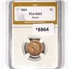 Image 1 : 1864 Bronze Indian Head Cent PGA-MS65