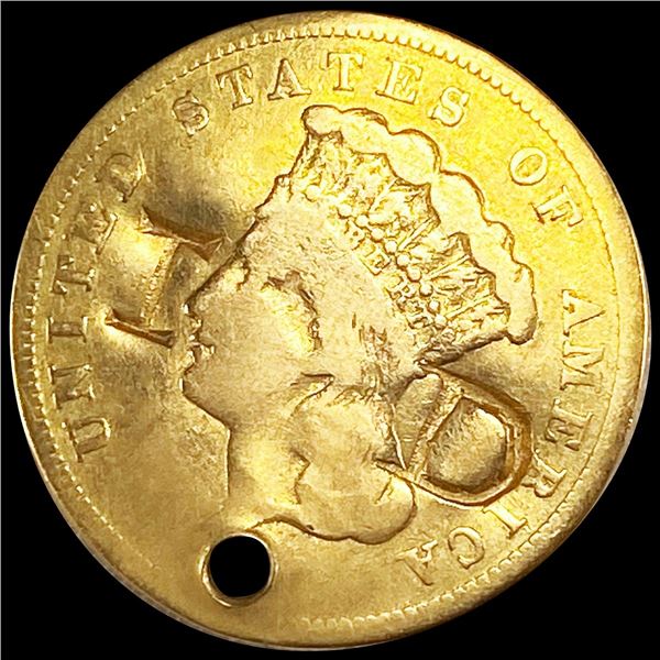 1860-S $3 Gold Piece NICELY CIRCULATED
