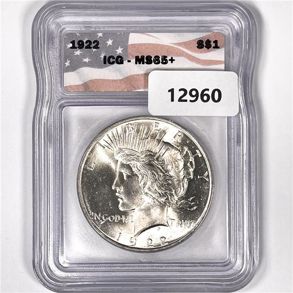 1922 Silver Peace Dollar ICG-MS65+