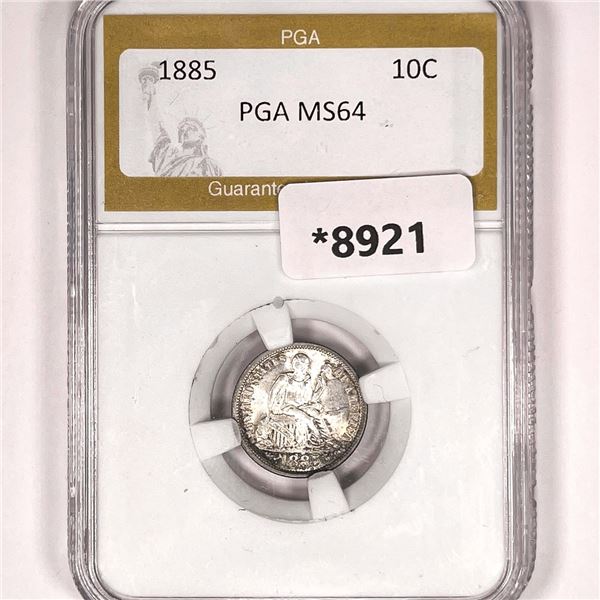 1885 Seated Liberty Dime PGA-MS64